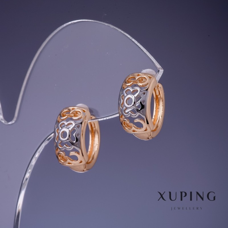 Boucles d'oreilles Xuping 8×15 mm dorure 18K et rhodium