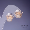 Boucles d'oreilles Xuping « Couronne » 18 × 15 mm dorure 18K