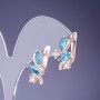 Boucles d'oreilles à cristaux bleu clair 19×12 mm, métal doré