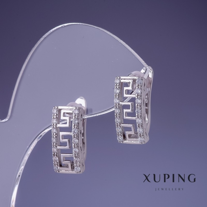 Boucles d'oreilles Xuping rhodié avec cristaux blancs
