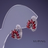 Boucles d'oreilles Xuping rhodium 9 x 15 mm avec pierre rouge