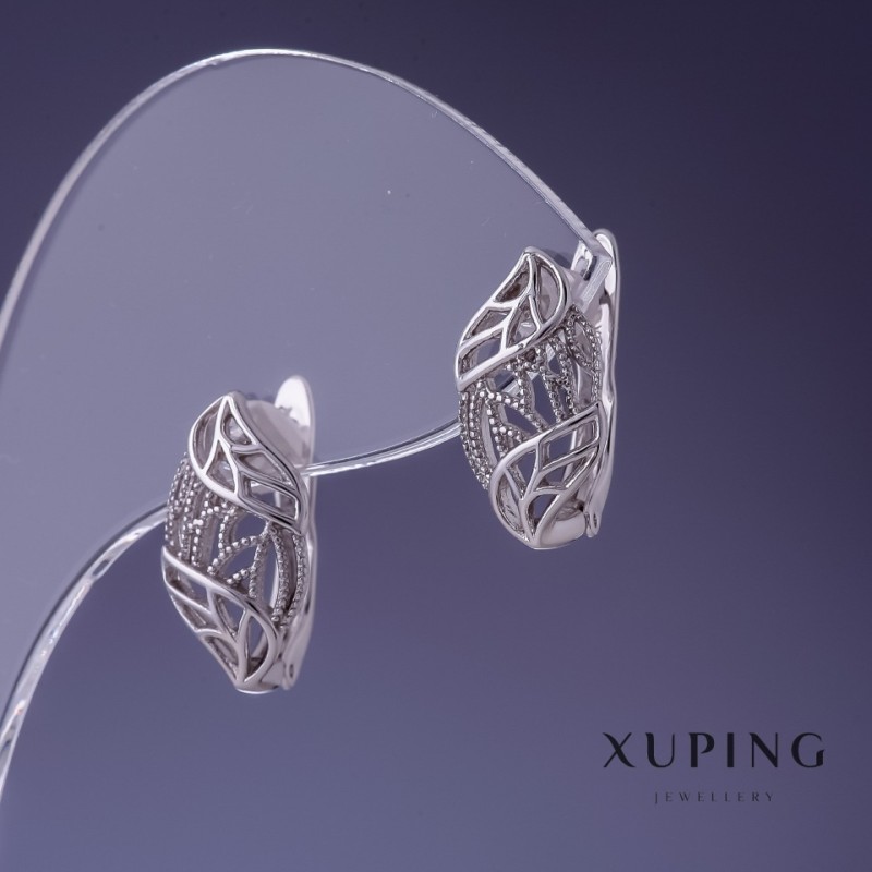 Boucles d'oreilles Xuping rhodium 16×8 mm