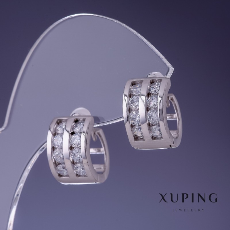 Boucles d'oreilles Xuping rhodié 9×14 mm