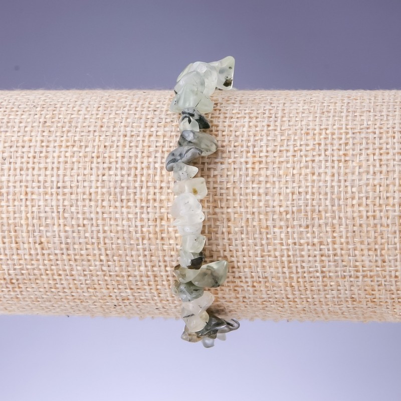 Bracelet en grains de prénite 8 x 5 mm ±, longueur 18 cm, élastique