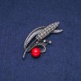 Broche-pendante Épi avec perles rouges « Majorque » 68 × 30 mm