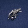 Broche-pendentif Épi avec perles noires Majorque 68x30 mm