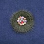 Broche en fourrure de vison verte ornée de strass, diamètre 60 mm