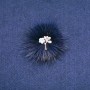 Broche en fourrure de vison bleue avec fleur, diamètre de 50 mm