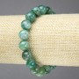 Bracelet élastique en agate verte œil-de-chat, boules lisses, diamètre de 10 mm et plus
