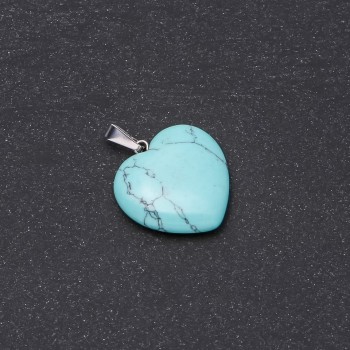 Pendentif cœur « Turquoise verte pressée » 19×19×26 mm