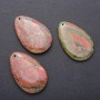 Pendentif en jaspe héliotrope, forme goutte, 55×35 mm