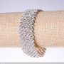 Bracelet strass blanc, largeur 23 mm, longueur 19 cm, argenté