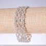 Bracelet strass blanc, largeur 22 mm, longueur 19 cm, finition argentée