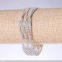 Bracelet à strass blanc, largeur 20 mm, longueur 19 cm, finition argentée