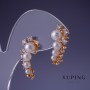 Boucles d’oreilles Xuping avec perles «Majorque» 25 × 12 mm dorure 18K