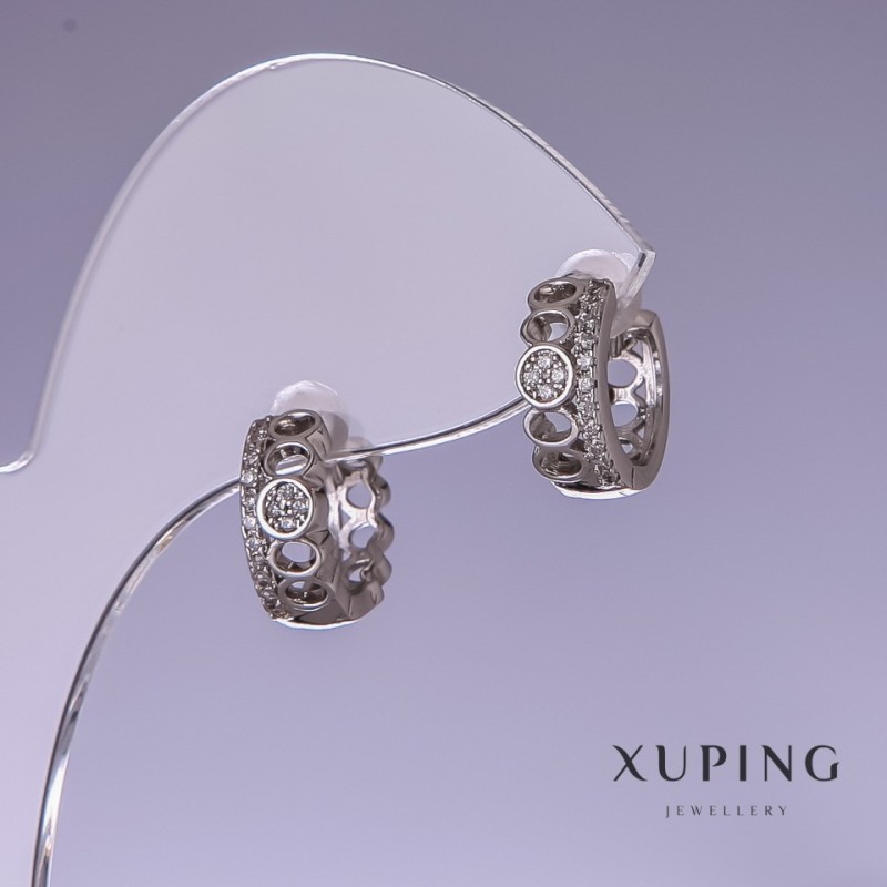 Boucles d'oreilles Xuping avec strass blancs 5×12 mm rhodium