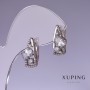 Boucles d'oreilles Xuping avec zircons blancs 17 × 8 mm, rhodié