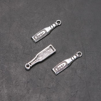 Accessoire pendentif bouteille Beer, diamètre 6 mm, longueur 3 mm, diamètre 1,8 mm, conditionnement 20 g, 26 pièces (+ -)
