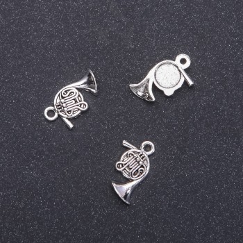 Fourniture de pendentif — Tuyau de cor à pistons, diamètre 16 mm, longueur 12 mm, diamètre 1,8 mm, conditionnement 20 g, 26 pièces (+ -)