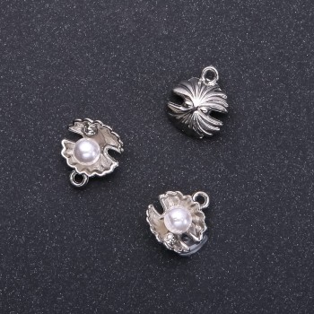 Accessoire de pendentif Perlin «argenté», diamètre 13 mm, longueur 15 mm, conditionnement 9 pièces (±)