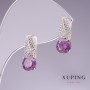Boucles d’oreilles Xuping avec zircons violets, plaqué rhodium