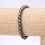 Bracelet en hématite facettée — boules de 6 mm, longueur 18 cm, sur élastique