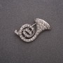Broche en forme de tube incrustée de strass, métal gris 30×20 mm