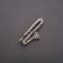 Broche Flûte en strass, métal gris, 38 × 19 mm