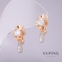Boucles d'oreilles Xuping avec pierres blanches 20×10 mm plaqué or 18K