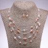 Ensemble Boucles d'oreilles et collier «Sur les cordes de l'âme» perles cubiques champagne, diamètre 5–8 mm, longueur 45–50 cm