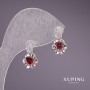 Boucles d'oreilles Xuping à pierres rouges 17×9 mm rhodié