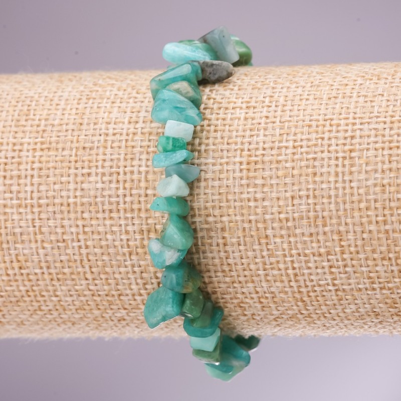 Bracelet en amazonite, pépites sur élastique, diamètre 5–8 mm, longueur 18 cm