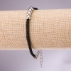 Bracelet « fil noir » avec des perles, diamètre 6 mm, longueur 17–21 cm