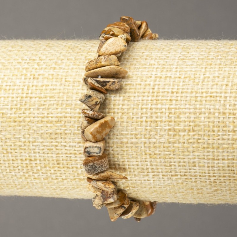 Bracelet jaspe paysage, grains 5–8 mm, longueur 18 cm sur élastique