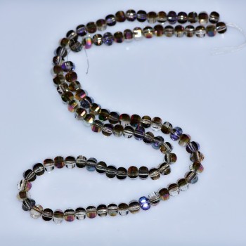 Perles de cristal dans le style Swarovski champagne, boule facettée avec revêtement violet pétrole, diamètre 5×4 mm, fil de 48 cm