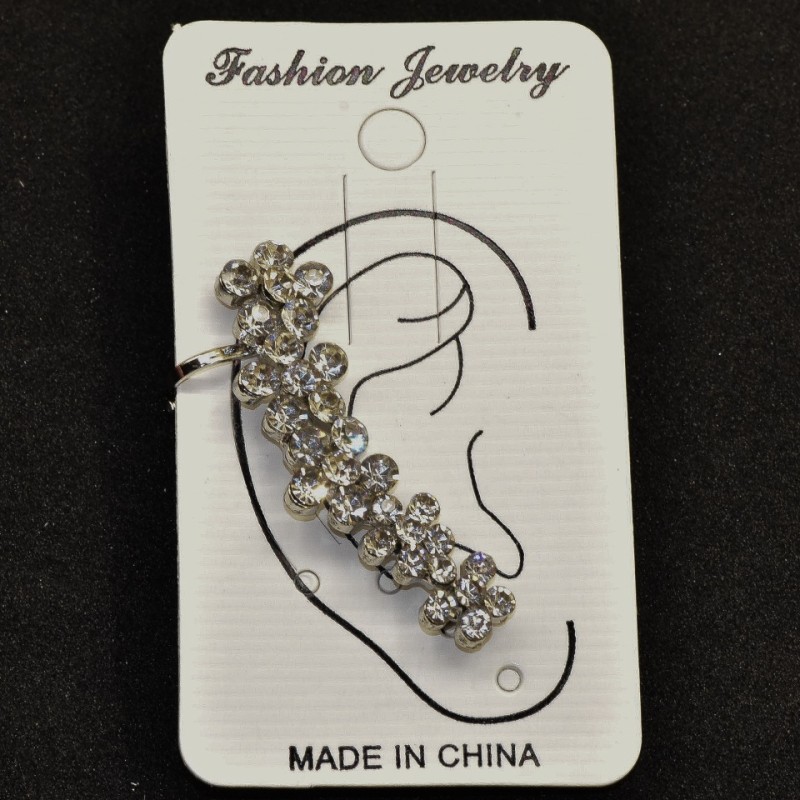 Cuff d'oreille en métal blanc, longueur 40 mm