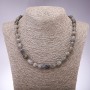 Collier en labradorite galetée, diamètre 9×12 mm (±), longueur 45 cm+
