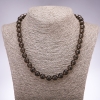 Collier en topaze fumée naturelle, bille lisse, diamètre 10 mm, longueur 48 cm