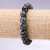 Bracelet en pierre naturelle Obsidienne neigeuse – Larmes d'Apache, billes lisses, diamètre 10 mm, longueur 18 cm