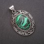 Pendentif en malachite (pressée) monté dans un cadre antique 33×40×52 mm