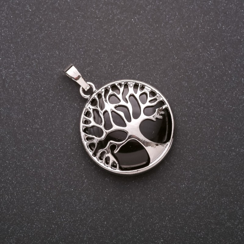 Pendentif en agate dans une monture en forme d'arbre, 27 mm