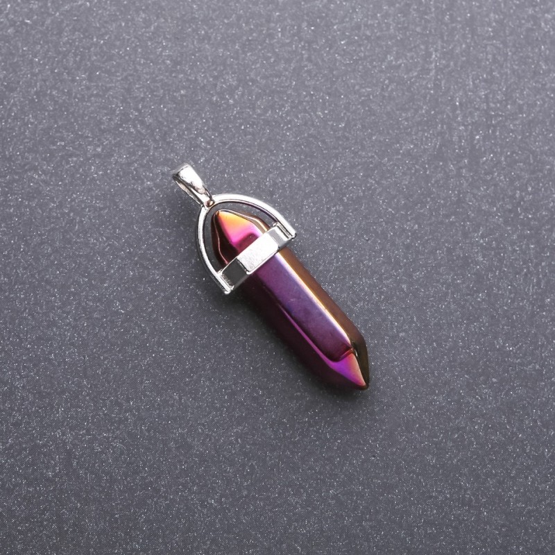 Pendentif hexagonal violet «essence» 8×35×40 mm