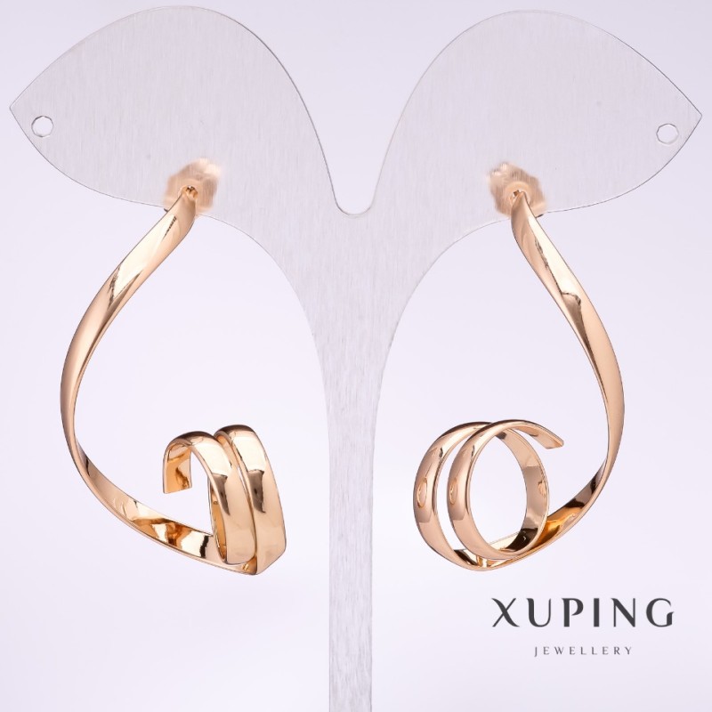 Boucles d'oreilles Xuping volutes 45 × 8 mm dorure 18K