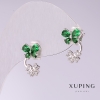 Boucles d'oreilles Xuping «Papillons» avec pierres vertes 15×9 mm plaqué rhodium