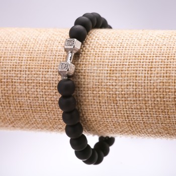 Bracelet élastique en shungite (artificiel) en forme d'haltère, diamètre 10 mm, longueur 18 cm +