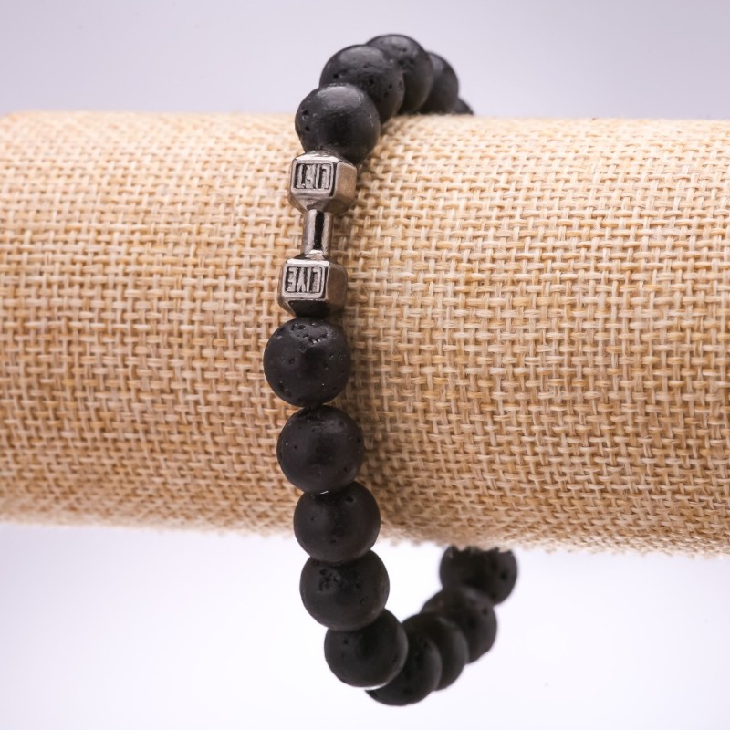 Bracelet Lave Haltère, diamètre 10 mm, longueur 18 cm sur élastique