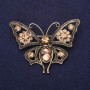 Broche Papillon avec strass couleur champagne 54 × 40 mm