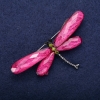 Soldes ! Broche papillon ailes couleur framboise 70 × 35 mm métal argenté