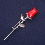 Broche Fleur Rose couleur rouge 66×19 mm métal argenté