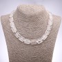 Collier en cristal de roche rectangulaire, dimensions 13×18×6 mm, longueur 45 cm+